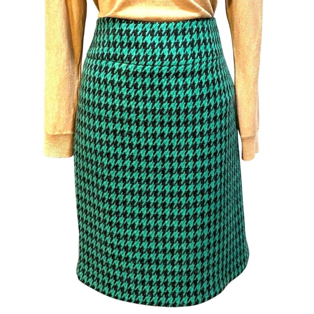 Vintage The Limited Green Black Houndstooth Pencil Skirt Y2K Professional, 14